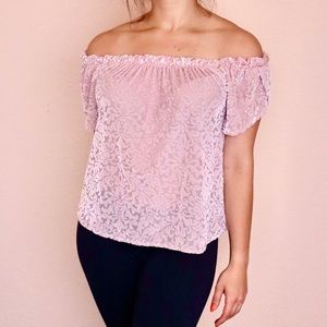 HOLLISTER Velvet Patterned off the Shoulder Top